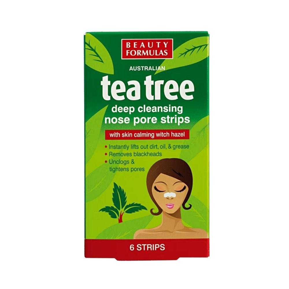 Beauty Formulas Australian tea tree deep cleansing nose pore strips with witch hazel, pack of 6 strips