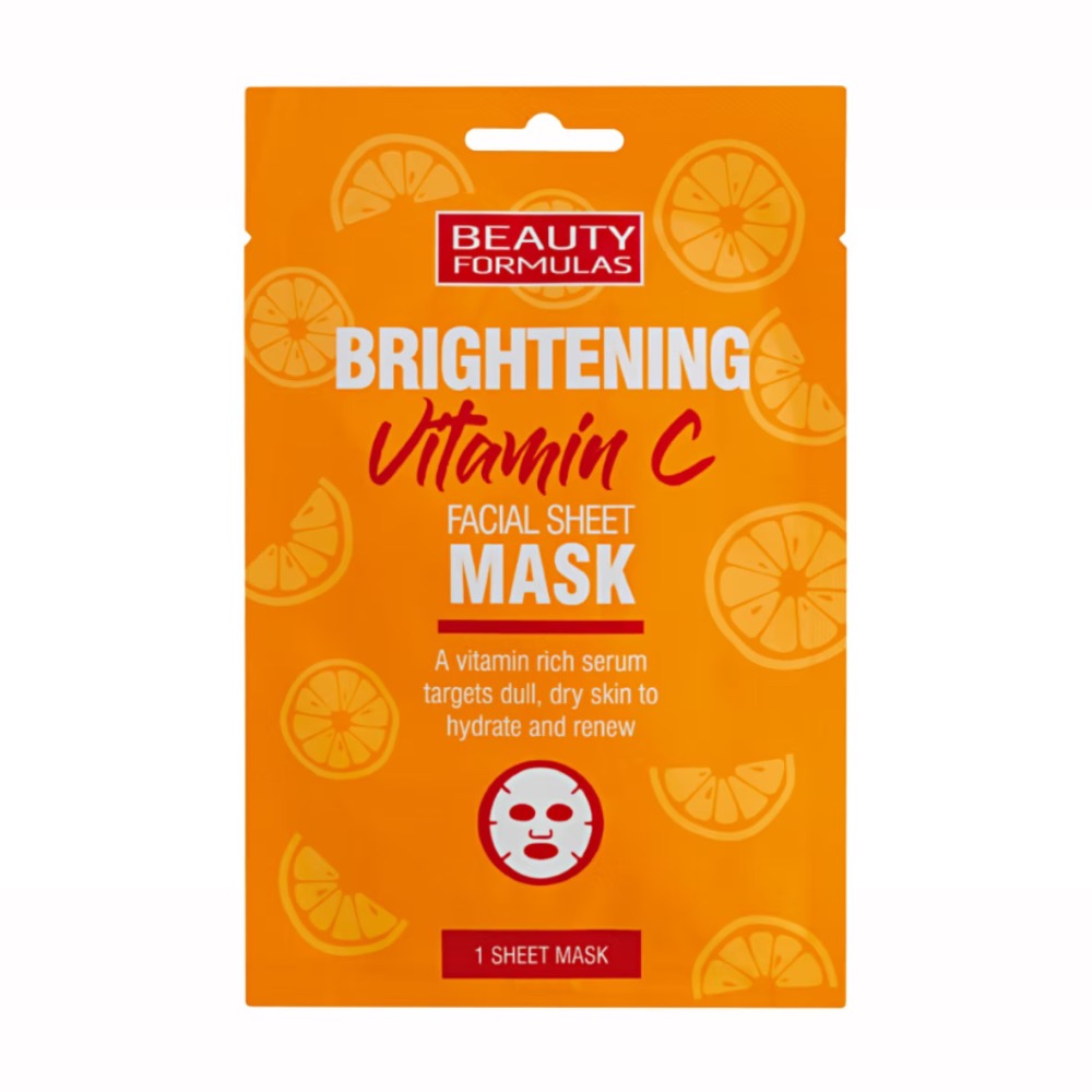 Beauty Formulas Brightening Vitamin C facial sheet mask, 1 sheet