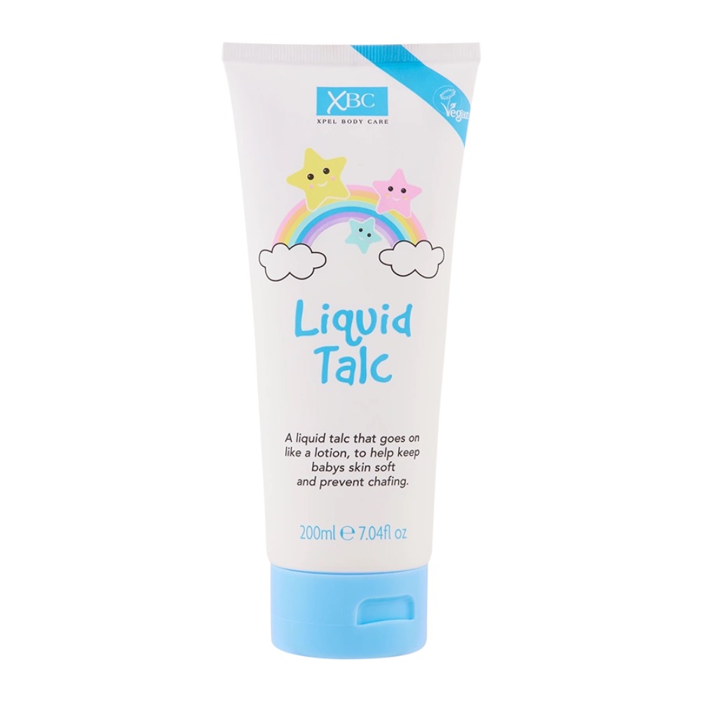XBC Liquid Talc, 200ml, lotion-like talc to help keep babies’ skin soft and prevent chafing