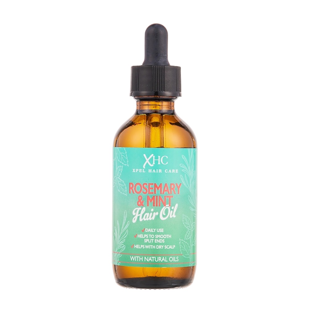 Amber dropper bottle of XHC XPBL Hair Care Rosemary & Mint Hair Oil