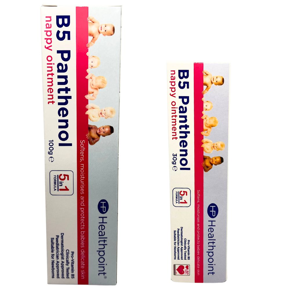 Two boxes of HP Healthpoint B5 Panthenol nappy ointment, 100g and 30g